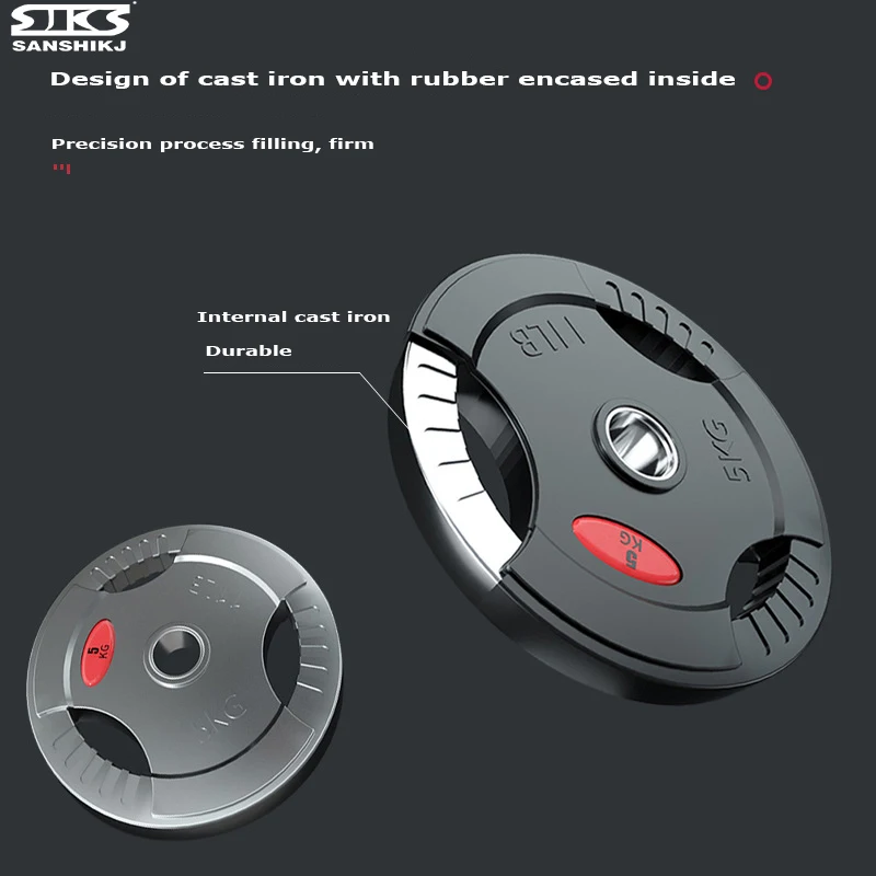 

5 CM Hole Gym Barbell Disk Special Plastic Coated Barbell Plate Home Weight Lifting Three Hole Handheld Weight Plates