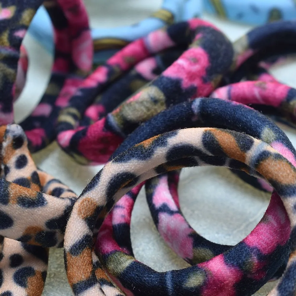 

6Pcs/Pack Cotton Print Flowers Hair Ropes Leopard High Elastic Hair bands Elegance Hair Gum For Women Girls Hair Accessories