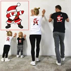 Рождественская одежда для отца, матери, детей, Семейный комплект, футболка с принтом Санты, хлопковые топы с коротким рукавом для мамы и сына