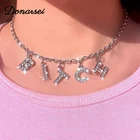 Модное ожерелье Donarsei с ледяными буквами для женщин, сверкающие стразы, алфавит, малыш, медовый ангел, чокеры, ожерелье, подарок