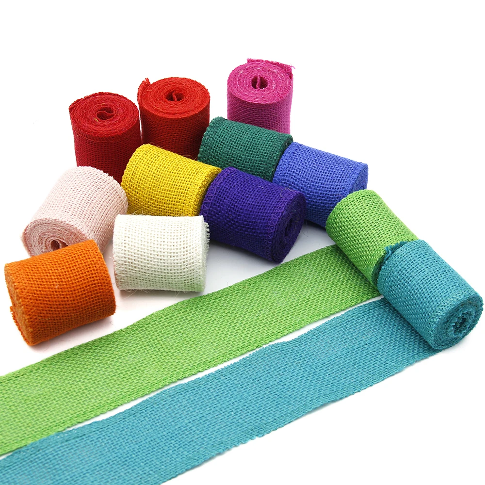 12 цветов/набор 2 м каждая 60 мм Простая льняная ленточная ткань DIY материалы ручной