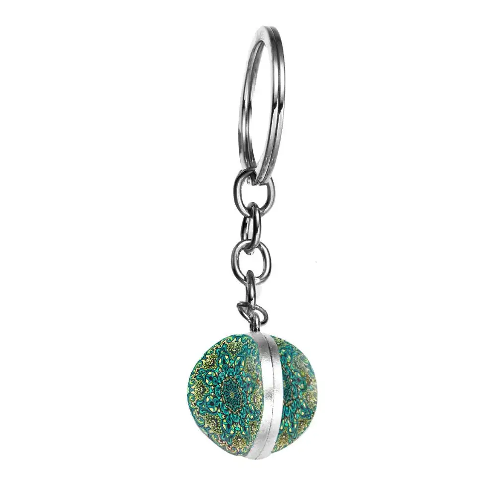 SONGDA индийский Йога Мандала камнем времени Брелок Серебряный Цвет с живописным