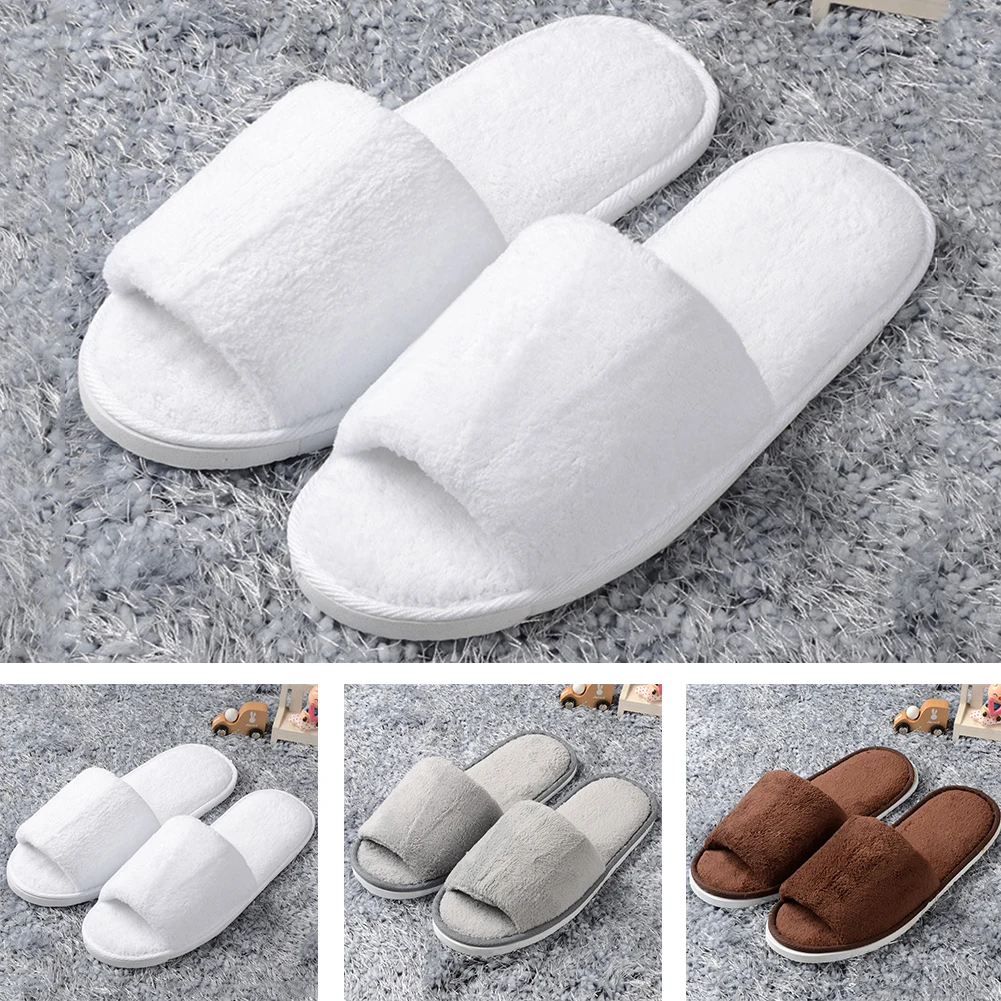 

1pair All Season Home Non Disposable Soft Flat Anti Slip Breathable Thick Bottom Open Toe Wear Resistant Women Slipper