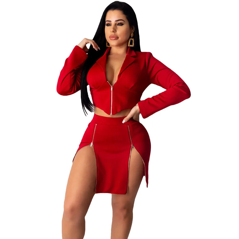 Сексуальный комплект из двух предметов с юбкой женская одежда сезон весна-осень