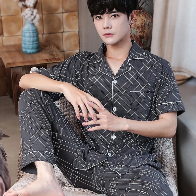 Мужской пижамный комплект мягкая ночная рубашка для мужчин пижамы сна отдыха