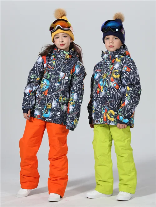 colorful set Лыжный костюм s для детей; зимний костюм для мальчиков; лыжный костюм для девочек лыжный костюм сноуборд лыжный костюм для девочки лыжный костюм зимние штаны лыжи лыжные штаны сноуборд сноубординг горнолыжный костюм - Цвет: colorful set