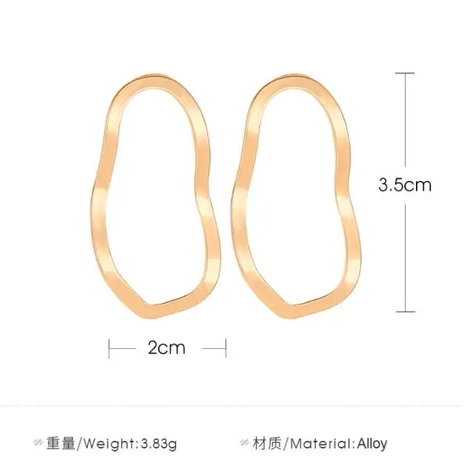 

Simple Fashion Gold Color Silver Plated Geometric Big Oval Earrings For Women Fashion Big Hollow Drop Earrings Jewelry