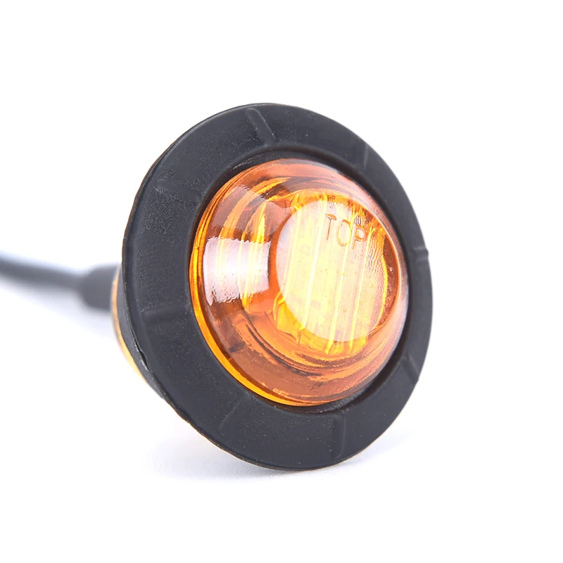 

10Pcs Mini 12 / 24V 1'' Round Amber LED Light Front Rear Side Marker Indicators Light for Truck Bus Trailer Motocycle 12V