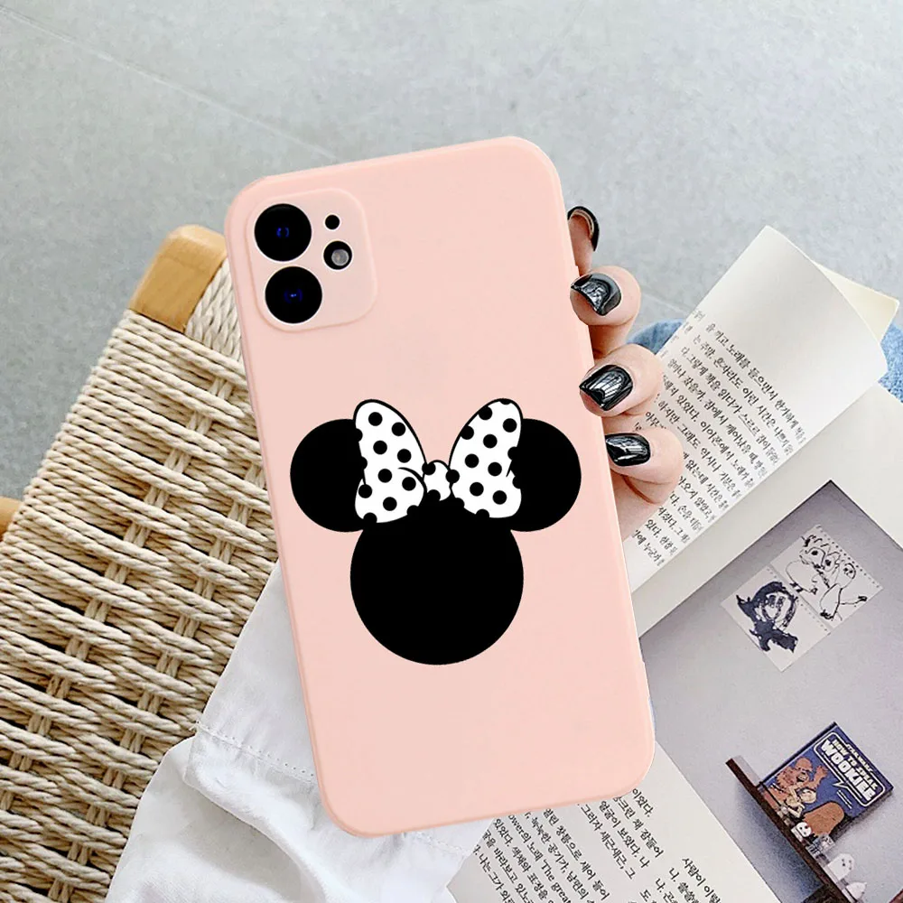 

Cute Cartoon Girl Bow Soft TPU Pink Phone Case For iPhone 12 11 Pro Max 8 7 6 6S Plus XR X XS Max SE2020 Cover Coque Fundas