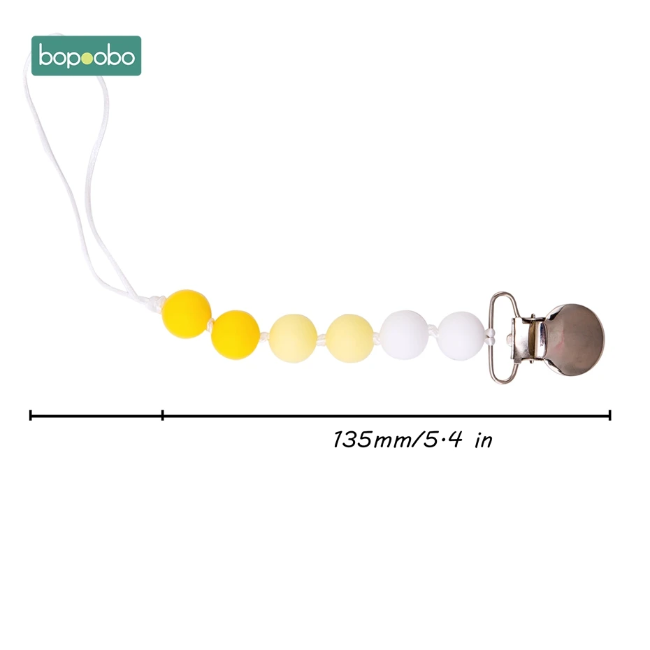 Bopoobo 1 шт., детский прорезыватель, соски, клипсы, подарок для ребенка, пищевые силиконовые грызуны, прорезыватель из бисера, BPA бесплатно, подарок для ребенка, игрушки, силиконовые бусины - Цвет: Yellow Chain