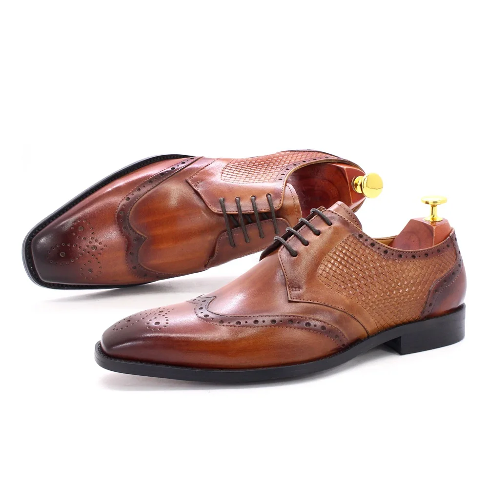 

Classic luxury brand Italian leather shoes men's new fashion lace-up brown wedding office shoes men's formal oxford shoes