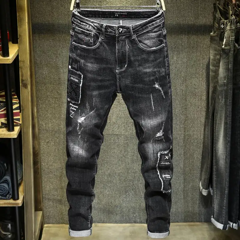 

Men's Casual Jeans Retro Long Denim Pants Jogger Straight Trousers