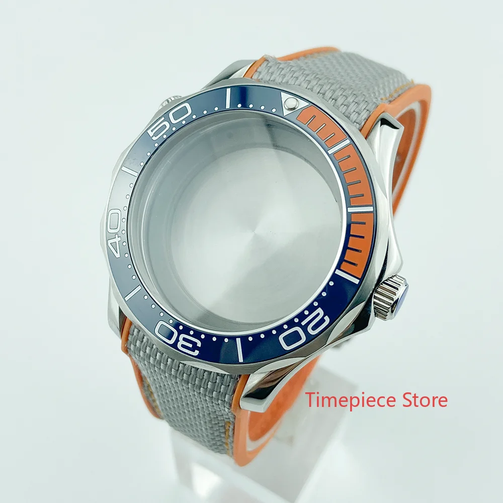 200M протестированный WR 41mm Diver Blue 1/4 Orange Bezel чехол для часов с серым ремешком ETA2836 DG2813