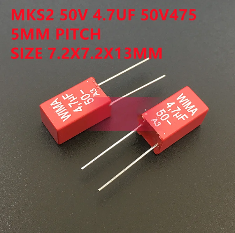 5pcs WIMA Capacitor MKS2 50V 4.7UF 50V475 4U7 Foot Pitch 5mm Audio Capacitor Audio Correction Capacitor Free Ship