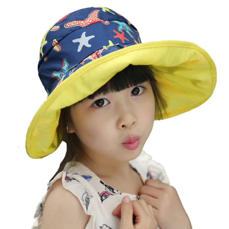 Летние Детские Солнцезащитные шапки AB для девочек пляжные складные отдыха
