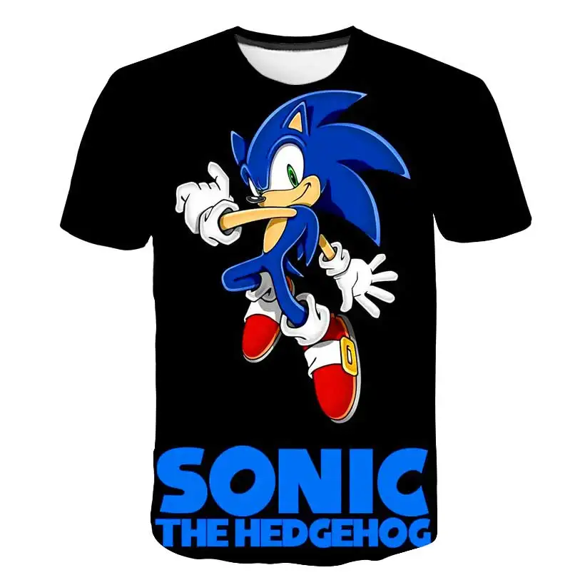 

Sonic T-Shirt Japanese Anime Cartoon Fun Short Sleeve Shirt Boys Girls Street Fashion Harajuku Children's Tops