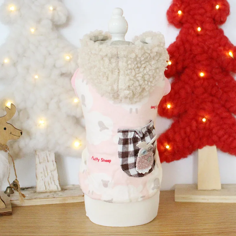 Одежда для собак жилет с овечьей сеткой кошек и зимняя теплая куртка домашних