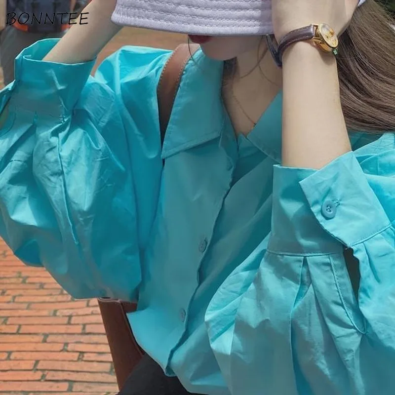 

Women Blouses Female Shirts Spring Lantern Sleeve Loose Simple High Quality Elegant Korean Trendy All-match Office Ulzzang Chic