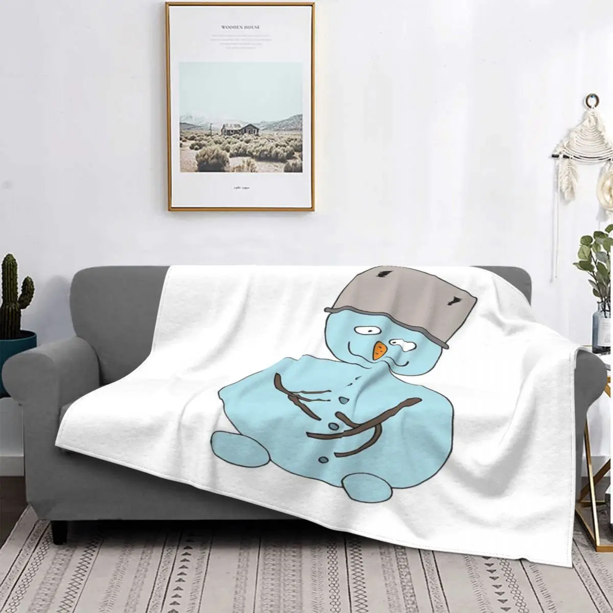 

Manta de muñeco de nieve con un cubo en su cabeza, colcha A cuadros para cama, manta de Picnic, colchas de verano, 135