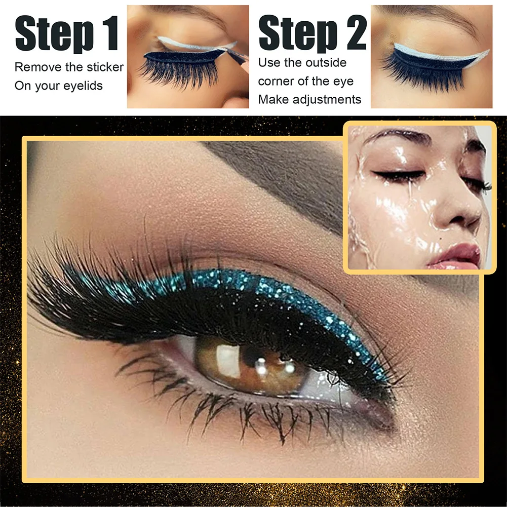 

Eyeliner and Eyelash Stickers Reusable Waterproof Self-Adhesive Eyeliner Stickers Glitter Shiny Eyeliner Stickers 7 Colors