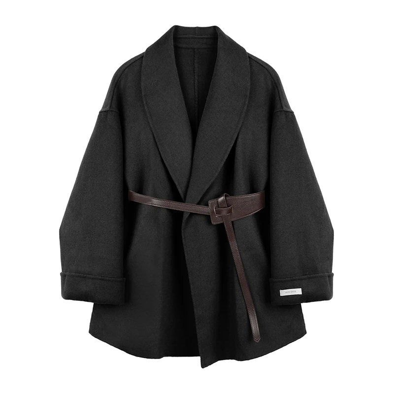 Двухстороннее шерстяное пальто женское осенне-зимнее Новое приталенное