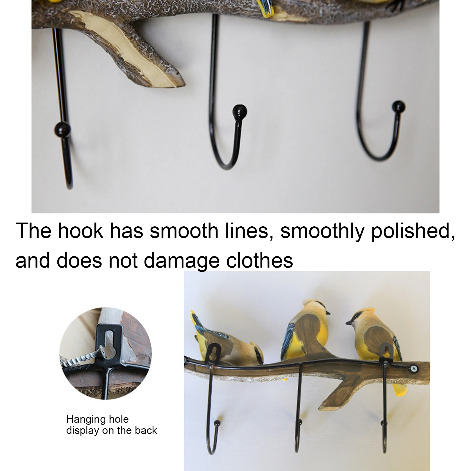 

Wall Hook Home Decoration Storage Hooks Hat Bag Holder Bird Shape Smoothly Resin Strong And Reliable Colorful Decorations