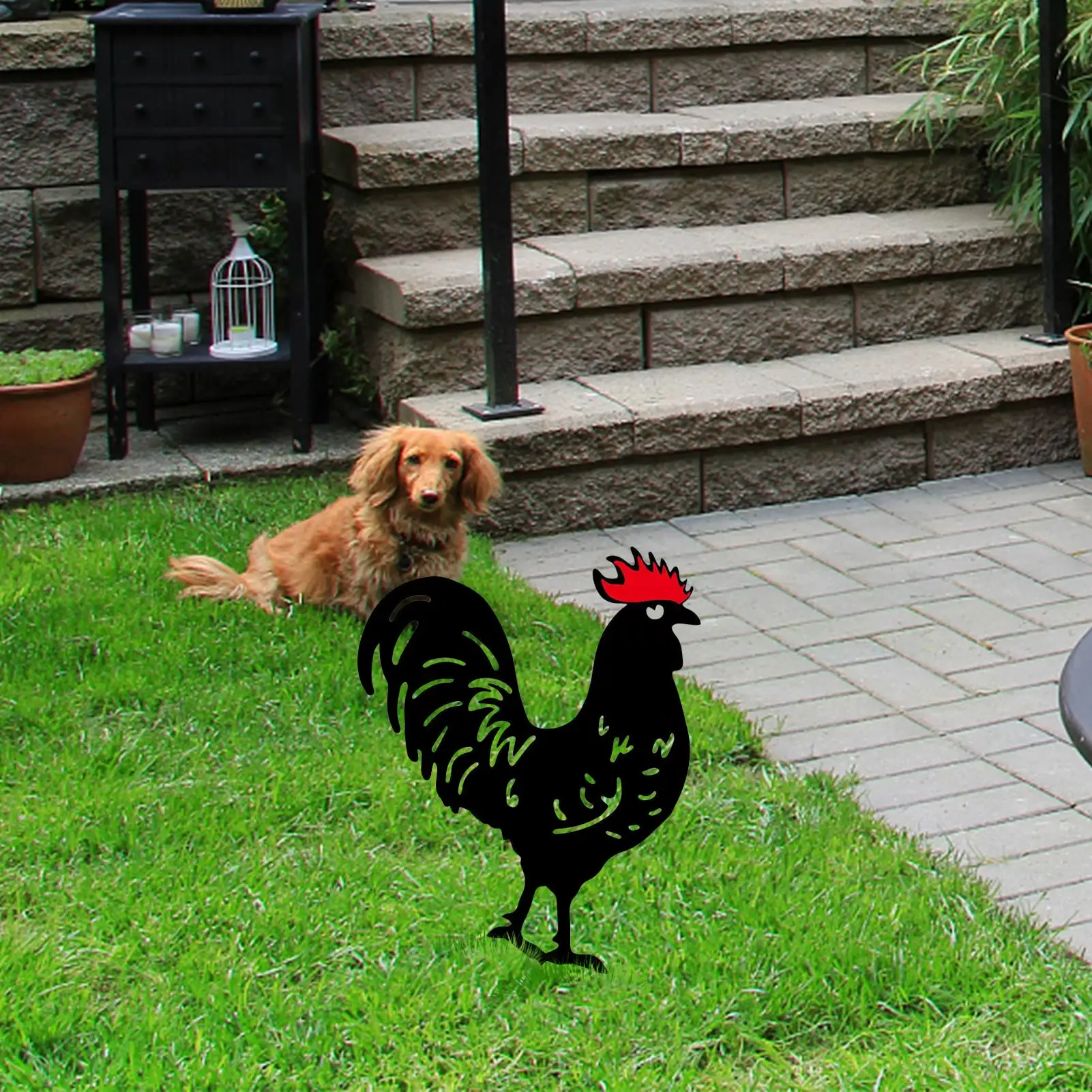

Rooster Acrylic Animal Stakes Chicken Garden Silhouette Yard Art Cute Chick Beautifully Decorated Artwork Lawn Backyard Durable