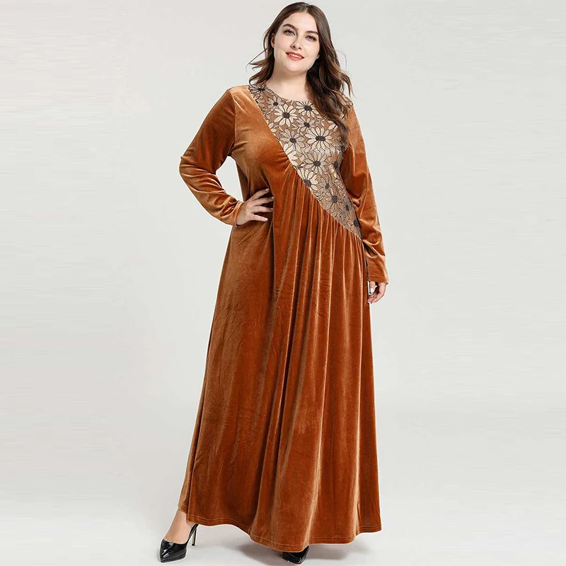 Платье на Ближнем Востоке арабское исламское жаккардовое с длинными рукавами
