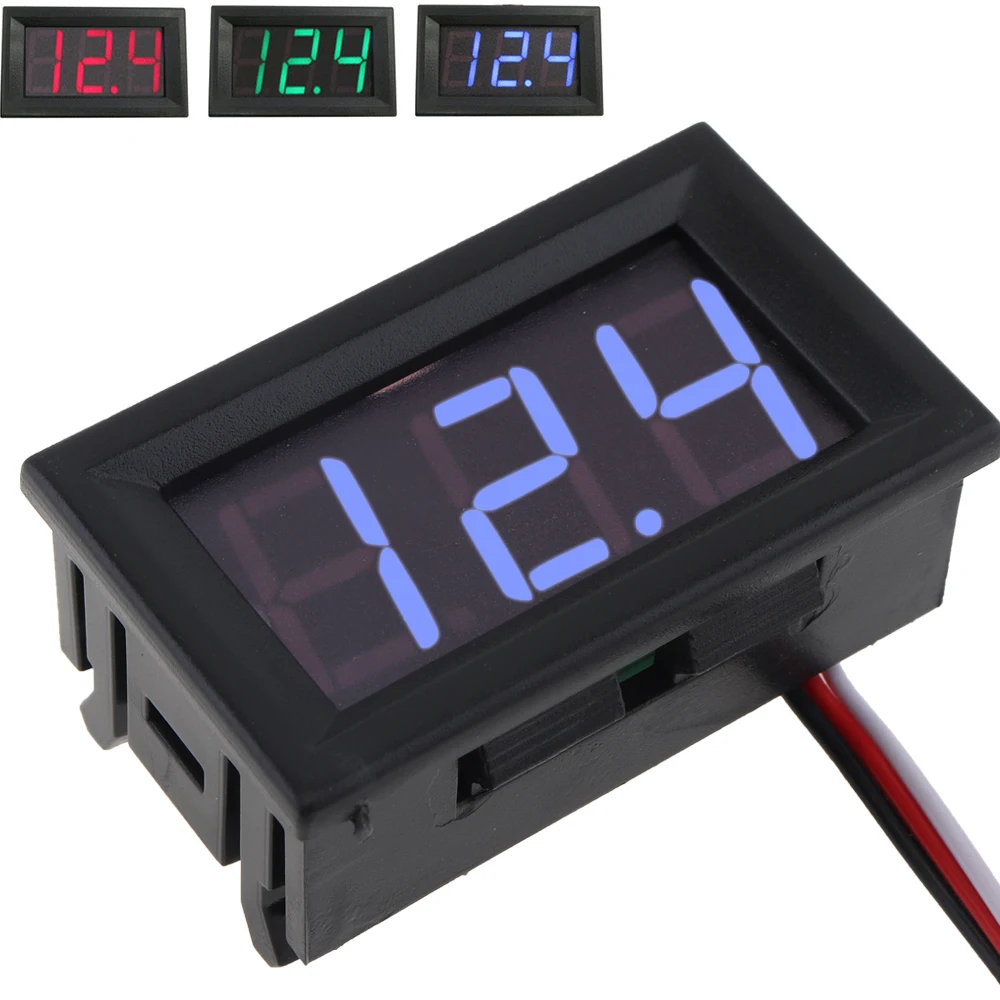 

3wires 0.56 inch Mini Digital Voltmeter DC100V Panel Amp Volt Voltage Meter Tester LED Display