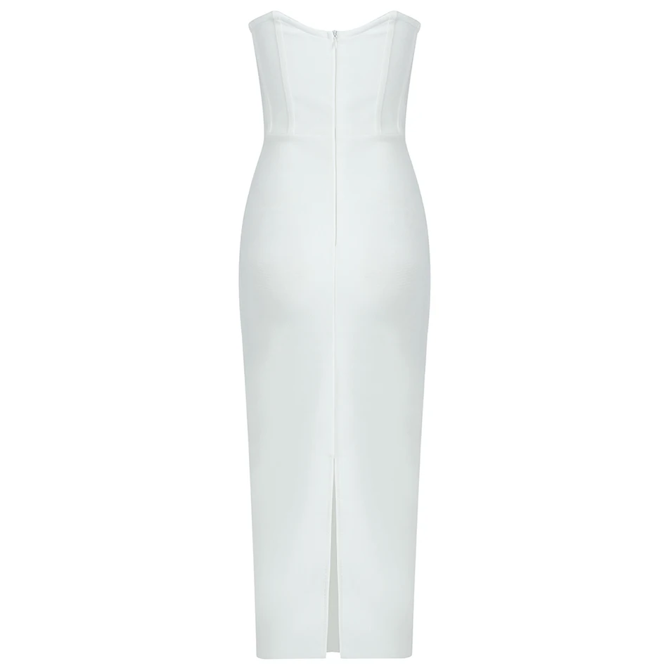 

Seamyla 2020 New Summer Sexy Women White Sleeveless Bandage Dress Strapless Ruffles Club Celebrity Runway Party Dresses Vestidos
