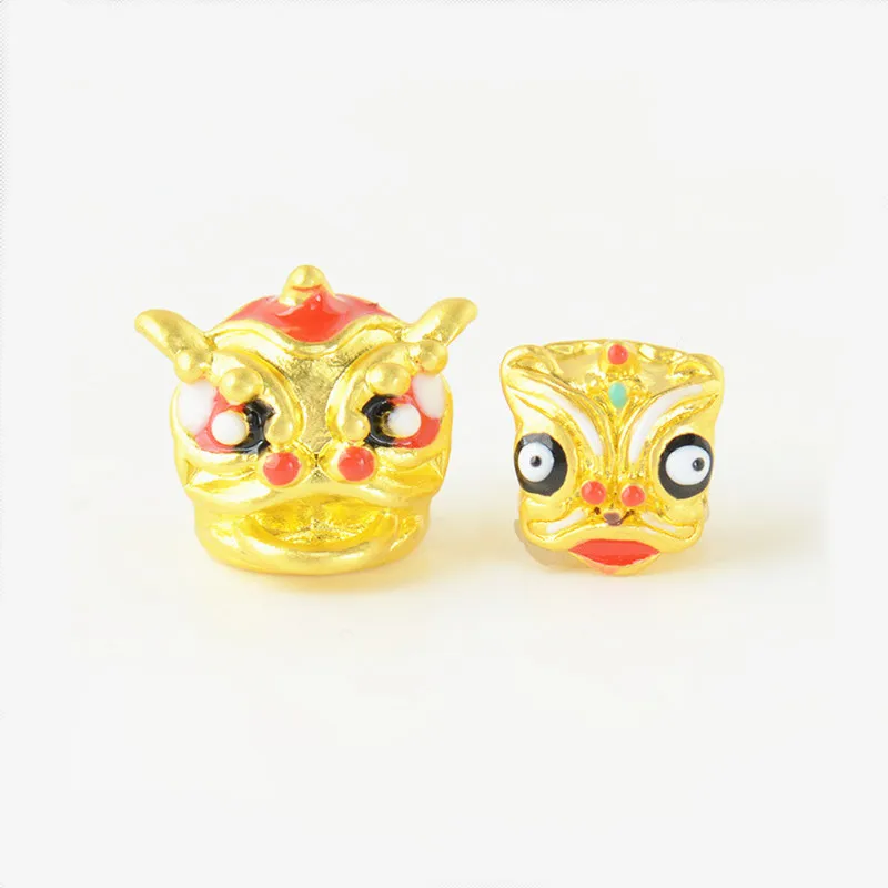 

5 PCS 18 K Gold Plated Drop Oil God Beast Beads Metal Brass Spacer Loose Bead For DIY Jewelry Making