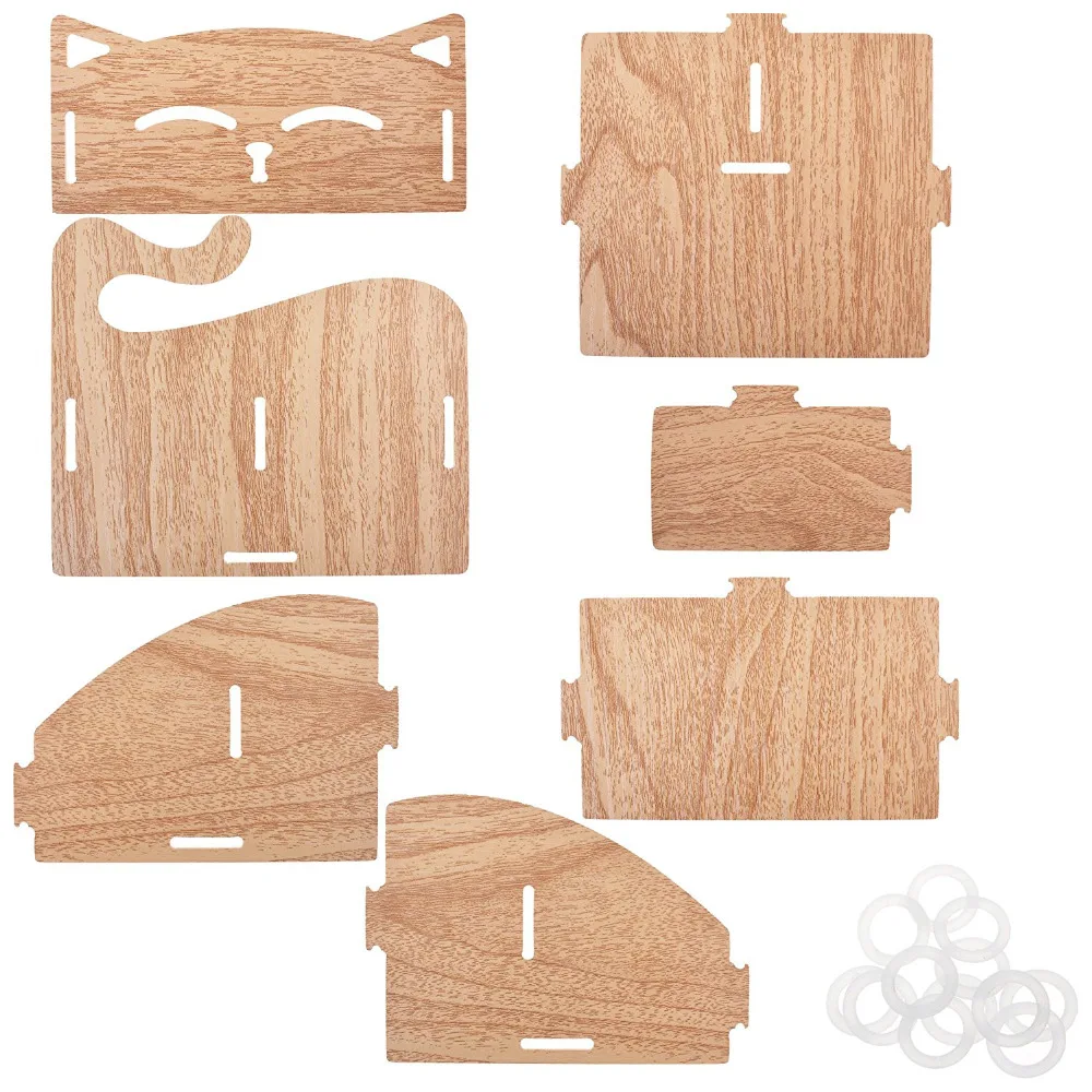 Деревянный самодельный держатель для ручек с милым котом настольный органайзер