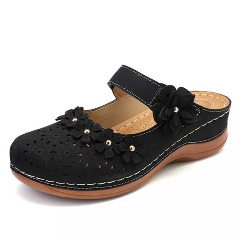 

Women's Sandals 2021 Summer Handmade Ladies Shoes Leather Floral Sandals Women Flats Retro Style Shoes Woman Soft Bottom Slipper