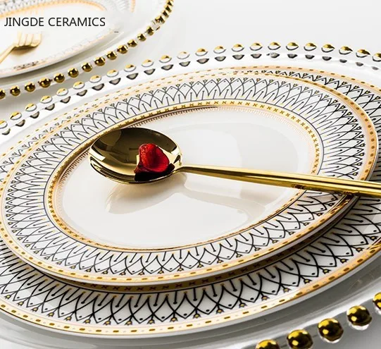 Керамическая Поворотная тарелка для ресторана набор украшения дома золотого
