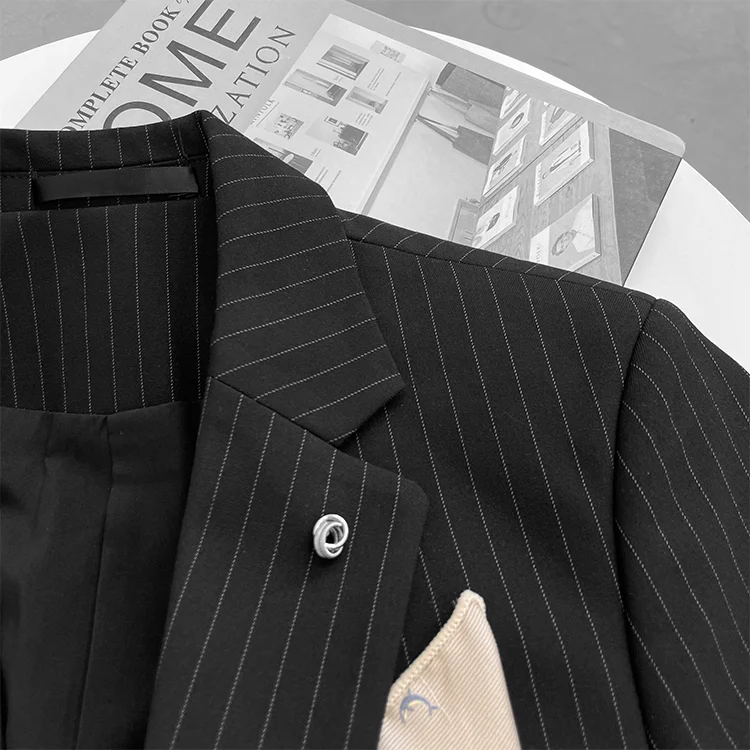 

Striped Business Wedding Suits for Men 2 Pcs Set (jacket +pant) 2021 Slim Fit Casual Social Groom Tuxedos Clothing Costume Homme