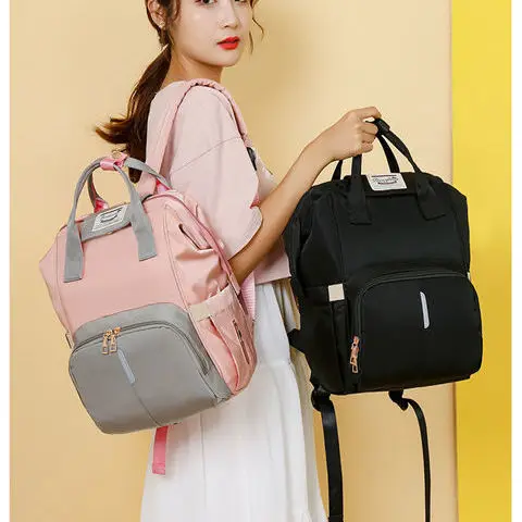 

2021 New Mummy Bag Large Capacity Multi Function Diaper Backpack With Hooks Maternity Bag Mom Waterproof For Stroller