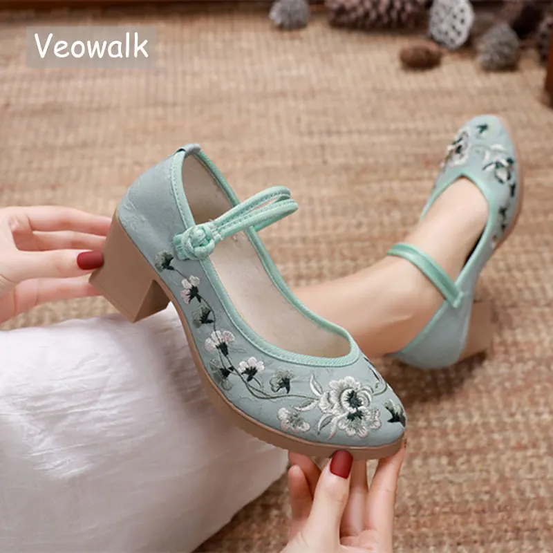 Туфли-лодочки женские Veowalk мягкие жаккардовые с вышивкой и ремешком на щиколотке