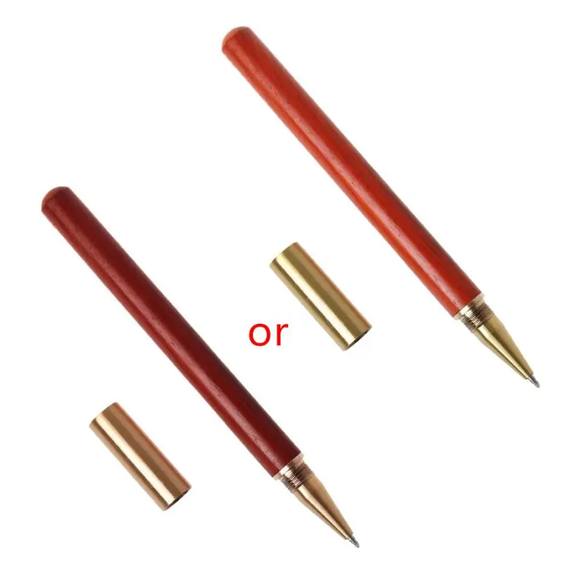 

H05B Wood Brass Ballpoint Pen 0.5mm Black Ink Roller Ball Pens Signature Fine Writing Tool Stationery Student Gift