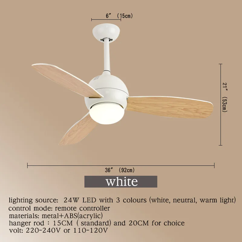 Современный потолочный вентилятор OUFULA лампы белого цвета с пультом