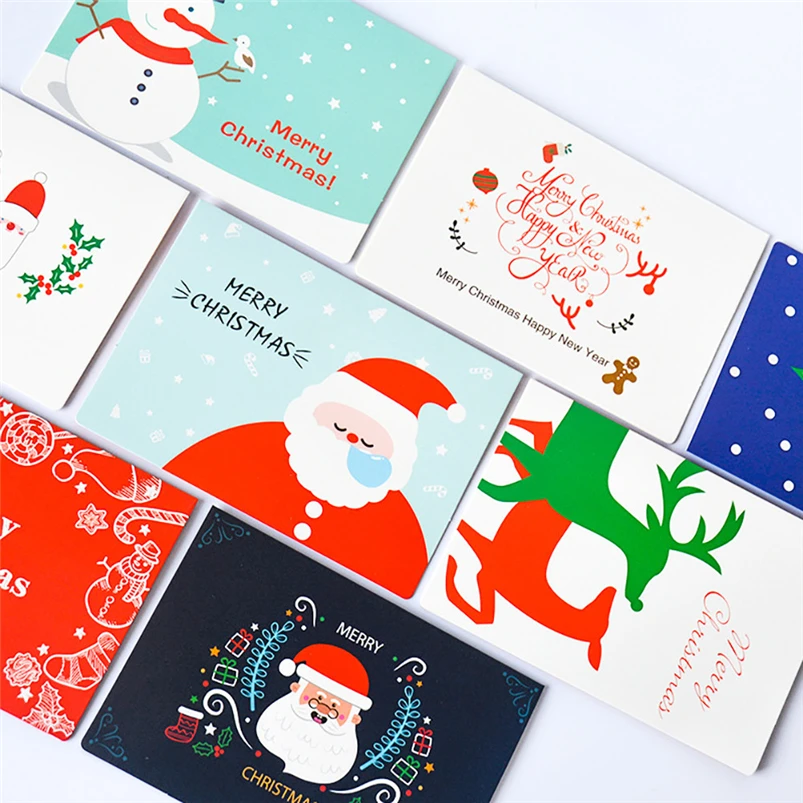 8Pcs Handmade Merry Christmas Paper Greeting Card With Envelope Writing Gift DIY Cards Navidad 40OCT7 | Дом и сад
