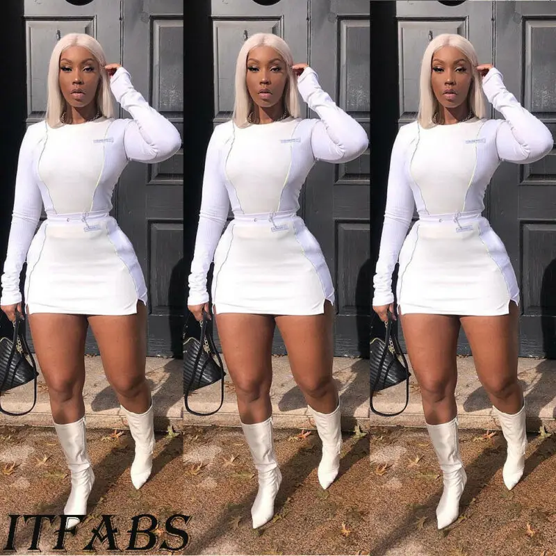 Женский осенний комплект из 2 предметов Модный укороченный Топ с длинным рукавом