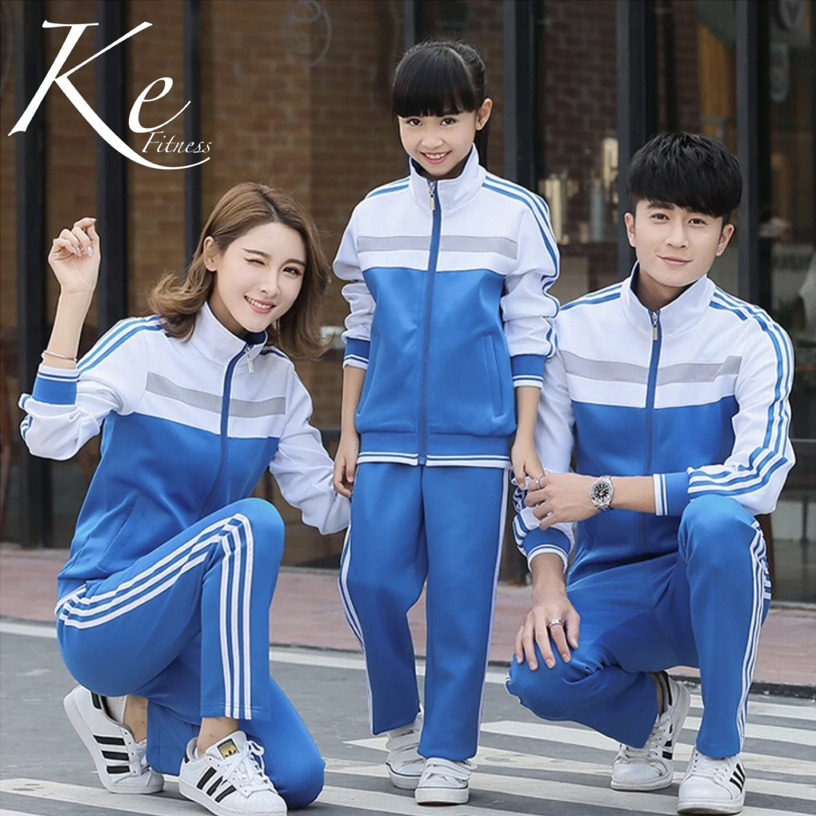 

KE Sport set couple family men women kids children sportswear black green sport set tracksuit big size plus running football 5XL
