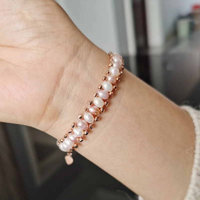 Браслет женский из серебра 925 пробы с натуральным пресноводным жемчугом |