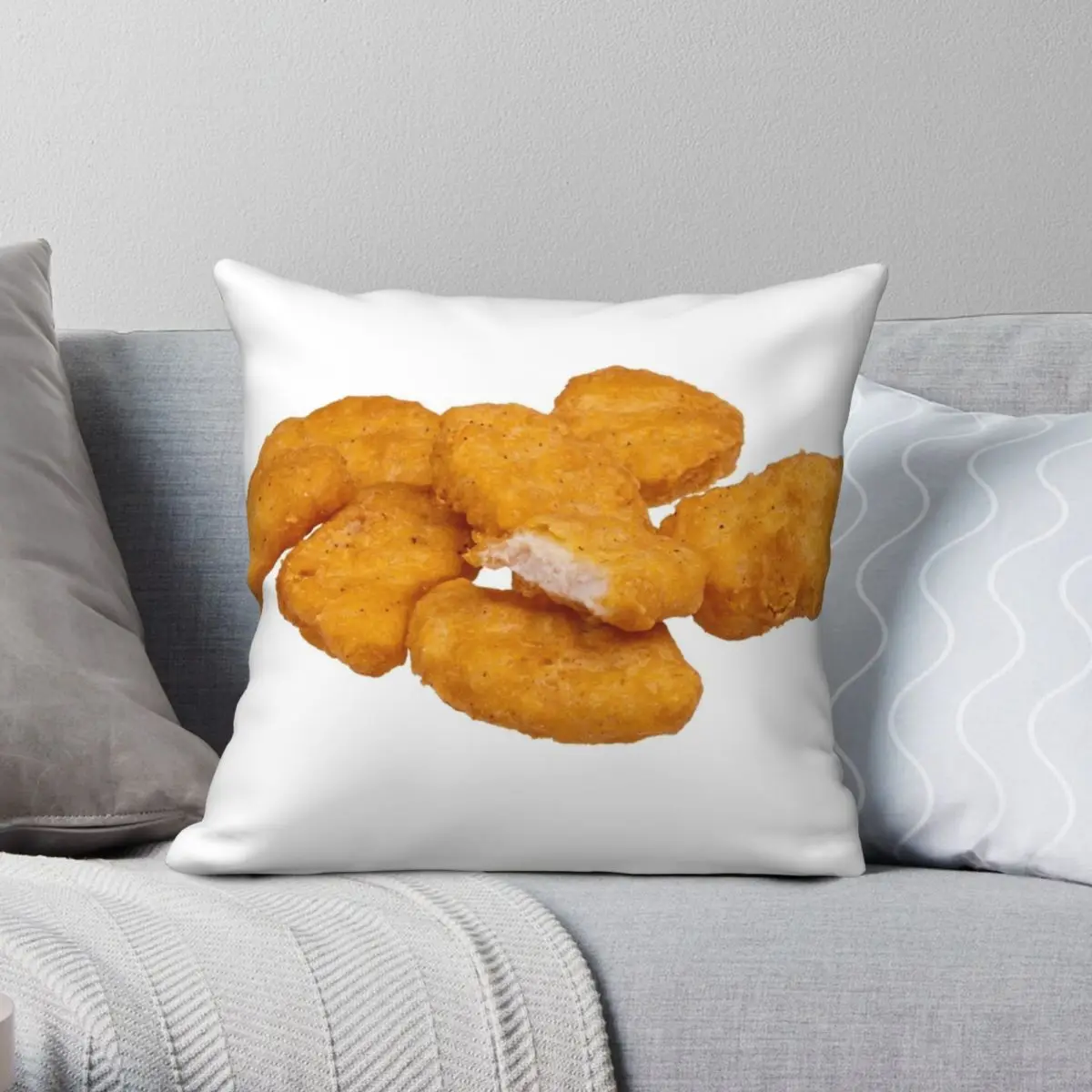 

Квадратная наволочка в виде куриных Nuggets, Полиэстеровая льняная бархатная наволочка с узором на молнии, декоративная наволочка для дивана, оптовая продажа, 18 дюймов