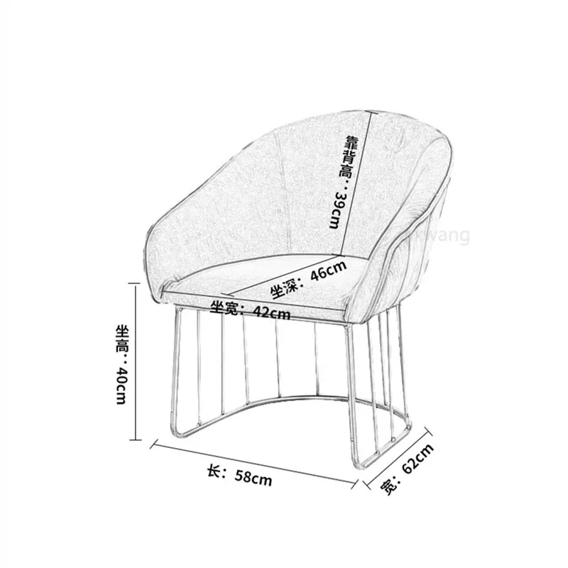 Nordic Iron Luxury Dining Chair Customized Nail Makeup Coffee Tea Chairs Home Study Bedroom Living Room Armchair |