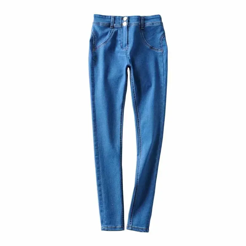 

2020 New Arrivals Woman Autumn High Waist Ladies Jeans Button Bodycon Solid Hot High Street Denim Skinny Pencil Pants