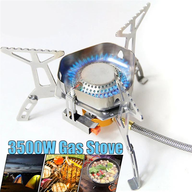 

Складная ветрозащитная газовая плита для кемпинга, 3500 Вт, газовая горелка для приготовления пищи на открытом воздухе, пикника (газовый карт...