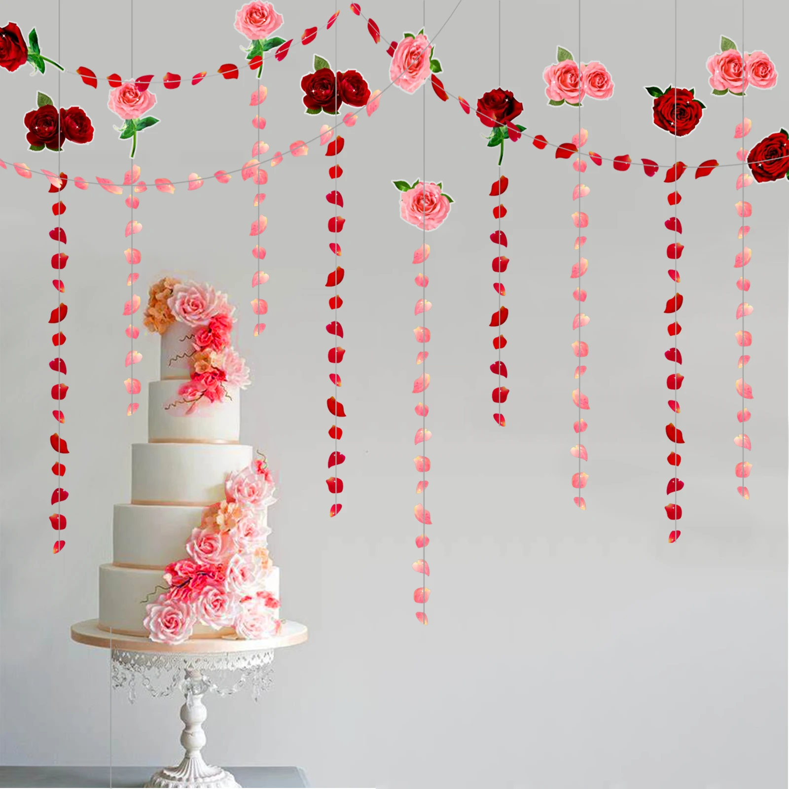

Paper Rose Flower Petal Garlands Bachelorette Engagement Wedding Birthday Bridal Shower Valentine's Day treamers Decorations