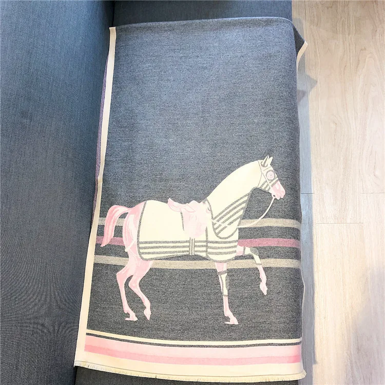 

2023 Новый брендовый роскошный шарф-карета, модные шарфы с лошадью, женская большая шаль, шарфы 185*65 см, имитация кашемира, сохраняющий тепло, утолщенный