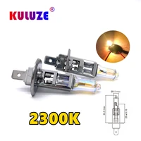 kuluze 2 pcs h1 12v55w headlamp 2300k p14 5s halogen replace upgrade super yellow rain and fog proof light car bulbs